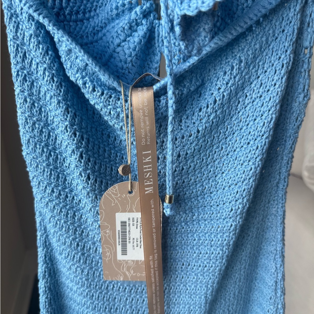 NWT Meshki Blue Crochet Maxi Dress, XS - Picture 5 of 7